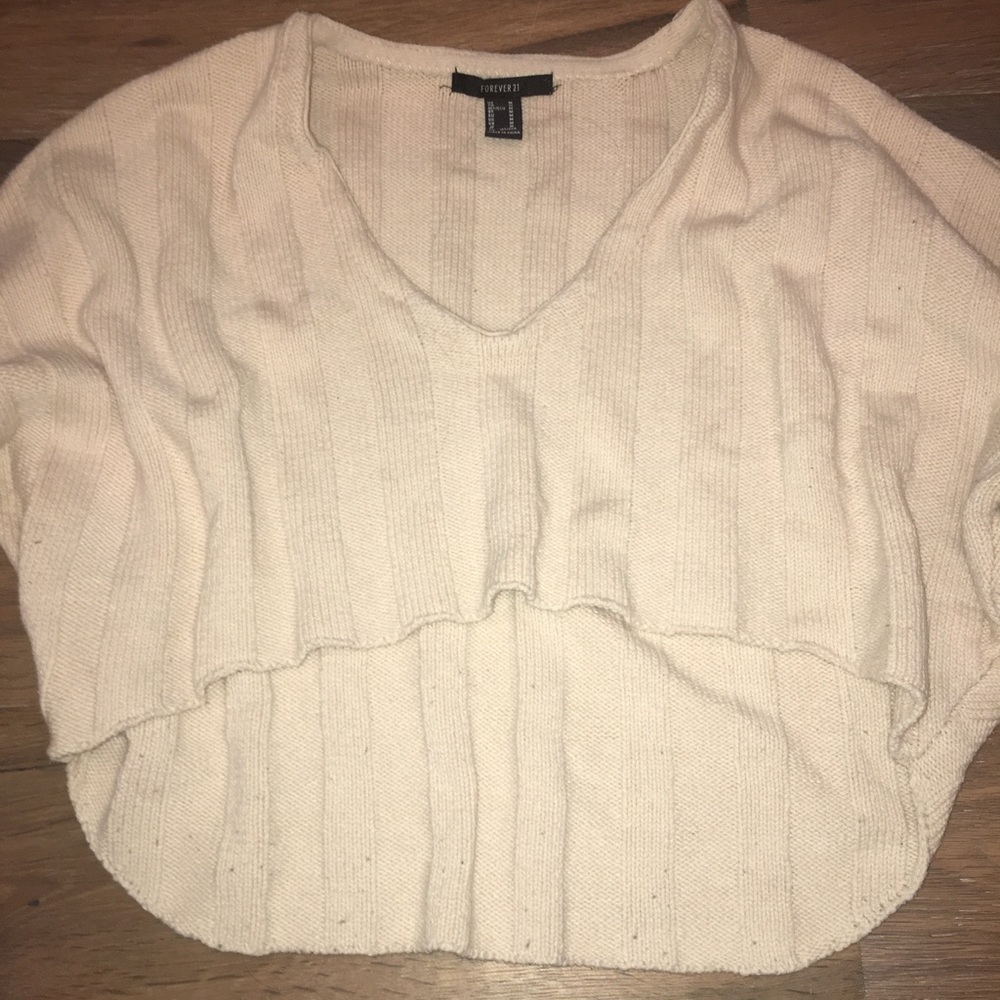Cream cropped long sleeve